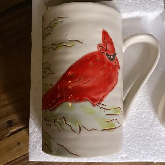 Pottery Barn Hand Painted and Hand Glazed Arctic Forest Mug, Mixed Set Of 4